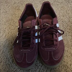 Adidas sporty and rich Maroon Sneakers with White Accents